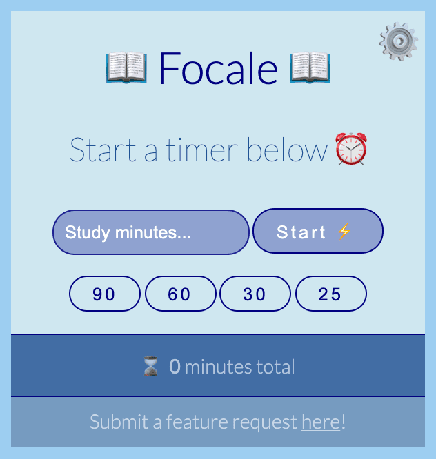Picture of the Focale chrome extension popup